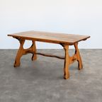 Brutalist Eettafel | Vintage Tafel | Jaren 50 | Eiken thumbnail 2