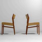 Set Van 6 Elegante Mid-century Eetkamerstoelen In Okergele Stof thumbnail 2