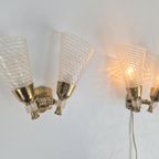 Set 2 Vintage Dubbele Wandlamp Messing Perplex ’60 Regency thumbnail 6