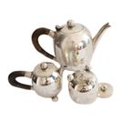 Vintage Verzilverde Thee Set Met Houten Handvaten; Made In India thumbnail 3