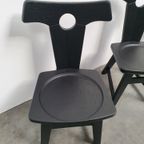 Brutalist Vintage Massief Eikenhouten Stoelen Jaren 60 Zwart thumbnail 4