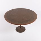 Scandinavian Modern Table With Copper Inlaid From 1960’S Eettafel Rond thumbnail 3