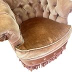 Vintage Oudroze Fauteuil / Eenzit Met Franjes thumbnail 4