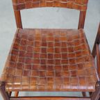 Set Van 6 Schuitema Eetkamerstoelen Uit De Shaker Collectie Met Gevlochten Leren Zitting En Rugle thumbnail 7