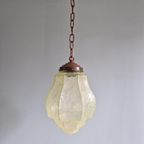 Art Deco Hanglamp In Lichtgroen Gebarsten Glas, 1920-30 thumbnail 12