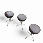 3 X Stool / Black Top / Chrome Frame / 1970s thumbnail 5