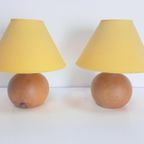 Set 2 Vintage Tafellamp Beuken Hout Bol Lamp Deens '70 thumbnail 2