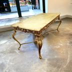 Vintage Onyx Coffee Table / Stenen Salontafel Met 'Goud' thumbnail 2