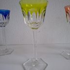 6 Vintage Kristallen Gekleurde Wijnglazen thumbnail 20