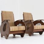 Set Art Deco Design Rattan Woven Lounge Chairs , 1930S Italy thumbnail 7
