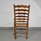 Set Of 4 Oak, Rustic, Farmhouse, Ladderback Dining Chairs With Rush Seats 1960s thumbnail 16