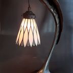 French Art Deco Bird Lamp With Tiffany Dome thumbnail 7