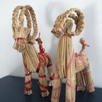 Zweedse Julbock Van Stro Met Rood Wit Lint, Hoog 34 Cm thumbnail 6