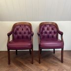 Set Vintage Wijnrode Chesterfield Fauteuils thumbnail 9