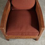 Vintage Lederen Fauteuil – Metalen Nagels – Stoffen Kussens thumbnail 11