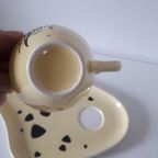 Fifties Boterham Bordje Met Koffiekopje Maanvis Geel Pastel thumbnail 5
