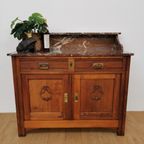 Vintage Frans Dressoir Commode, Ladekast Badkamermeubel Met Marmer Blad 510 thumbnail 2