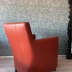 2X Leolux Dolcinea Fauteuil + Hocker | Roodbruin/Cognac Leer thumbnail 24