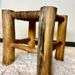 French Stool In Solid Elm And Rattan, 1950