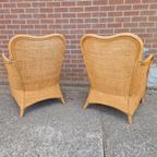 2 Vintage Boho Stijl Rotan En Bamboe Fauteuils thumbnail 4
