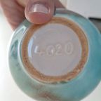 Vintage Aqua Blauw Vaasje, Kruikje, Aardewerk, Kannetje thumbnail 3