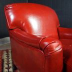 Vintage Lederen Fauteuil – Rood thumbnail 6