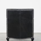 Luxe Zwarte Generfde Rundleren Fauteuil/Armchair Met Een Diepe Zit En Een Correcte Afwerking thumbnail 5