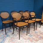 7x Vintage Rotan Stoelen, Model 215r, Thonet thumbnail 2