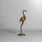 Mid-Century Messing Kraanvogel Sculptuur Vintage, 1970S thumbnail 3