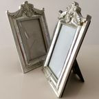 2x Mooie Zilverkleurige Brocante , Barokstijl Houten Lijsten Met Glas thumbnail 3