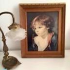 Mooie Houten Vintage Lijst Met Prent Meisje thumbnail 7