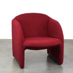 Vintage Artifort Design Fauteuil Model Ben In Stevige Rode Stof thumbnail 2