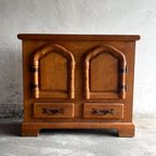 Brutalist 2 Doors Oak And Brass Cabinet thumbnail 8