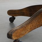Donkergroene Rundleren En Houten In Hoogte Verstelbare, Swiffel En Tilt Chesterfield Bureaustoel thumbnail 12