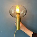 Mid Century Glazen Wandlamp Met Messing Frame thumbnail 2