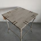Brocante Hout/Metalen Plantentafel Bijzettafel thumbnail 3