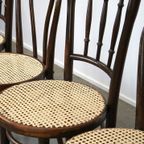 Gecombineerde Set Van 4 Originele Antieke Thonet Bistro Stoelen Voorzien Van Nieuwe Zittingen thumbnail 12