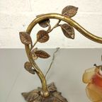 Bronzen Tafellamp Met Glazen Bloem thumbnail 4