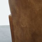 Prachtige Strak Gevormde Rundleren Design Fauteuil/ Armchair In Een Lichte Cognac Kleur thumbnail 6