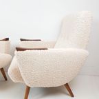 2 Vintage Fauteuils Nieuw Gestoffeerd Teddy Teak Hout thumbnail 6