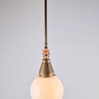 Vintage Art Deco Bol Hanglamp Schoollamp Kopper Mid Century thumbnail 6