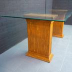 Rectangular Vintage Dining Table Made Of Rattan And Glass thumbnail 5