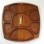 Vintage Teak Houten Vakjesschaal Vakjesbord thumbnail 4