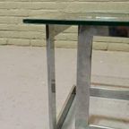 Vintage Chrome En Glas Bijzettafel Salontafel Sidetable thumbnail 15