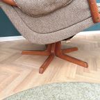 Deens Design Relax Fauteuil Met Voetenbank En Teak Hout thumbnail 17