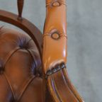 Klassieke Rundleren En Houten Chesterfield Bureaustoel In Engelse Stijl, Afgewerkt Met Siernagels thumbnail 9