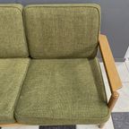 Green Fabric And Wood 3 Seat Sofa 1960s thumbnail 6