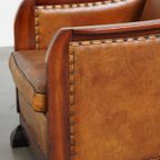 Unieke, Statige, Comfortabele Schapenleren Art Deco Design Fauteuil thumbnail 11