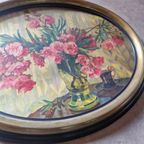 Antieke Ovale Lijst Met Prent Bloemen Schilderij Met Druk thumbnail 6