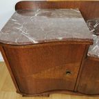 Vintage Mid Century Art Deco Tv Meubel, Dressoir Marmer Blad thumbnail 15